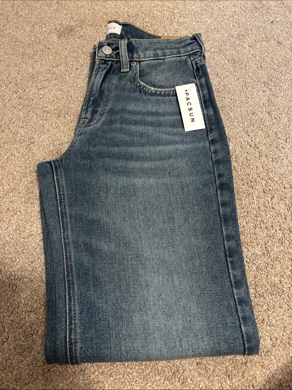 PacSun High Rise Straight Leg Jeans in Medium Blue Wash